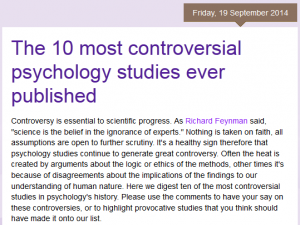 List of the Ten Most Controversial Psychology Studies